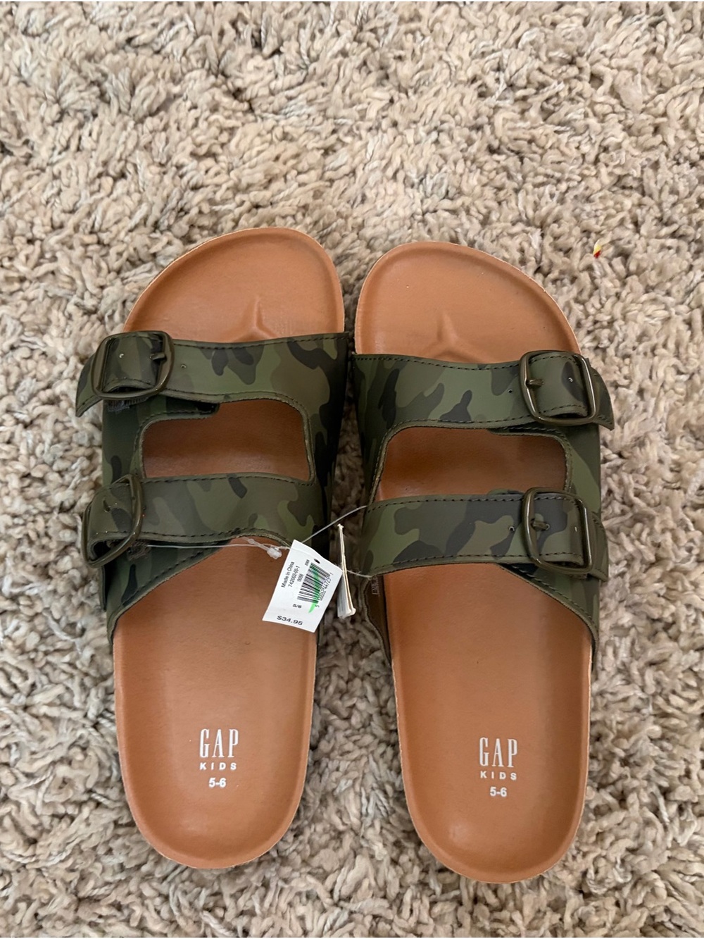 GAP Kids Camo Green Buckle Slide Sandals